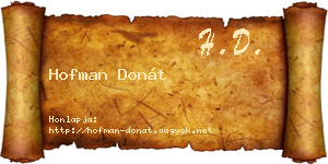 Hofman Donát névjegykártya